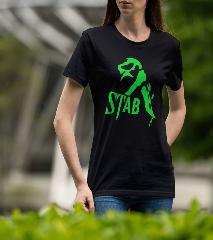 Ghostface Stab Green Mask Dripping Knife T-Shirt