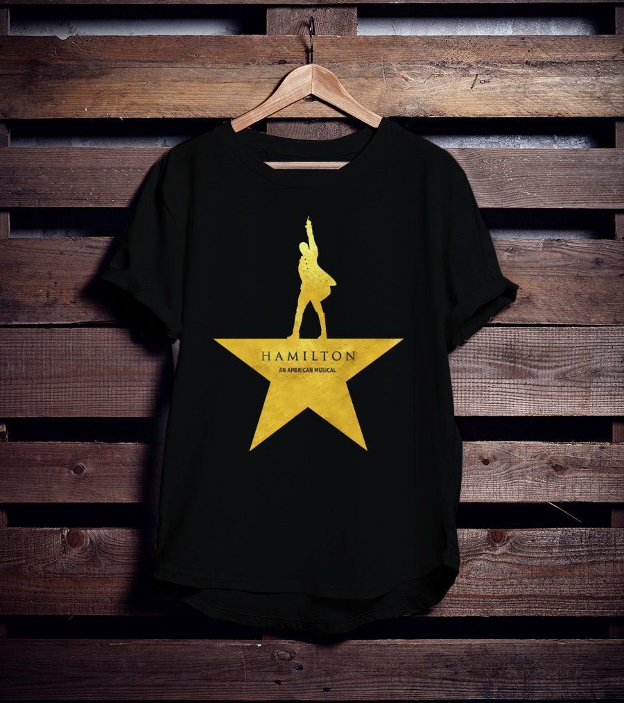 HAMILTON An American Musical Gold Star Icon Logo Standing Figure T-Shirt