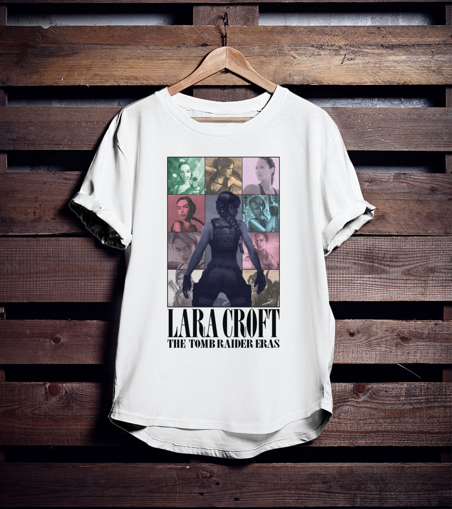Lara Croft Character Evolution Through The Tomb Raider Eras T-Shirt