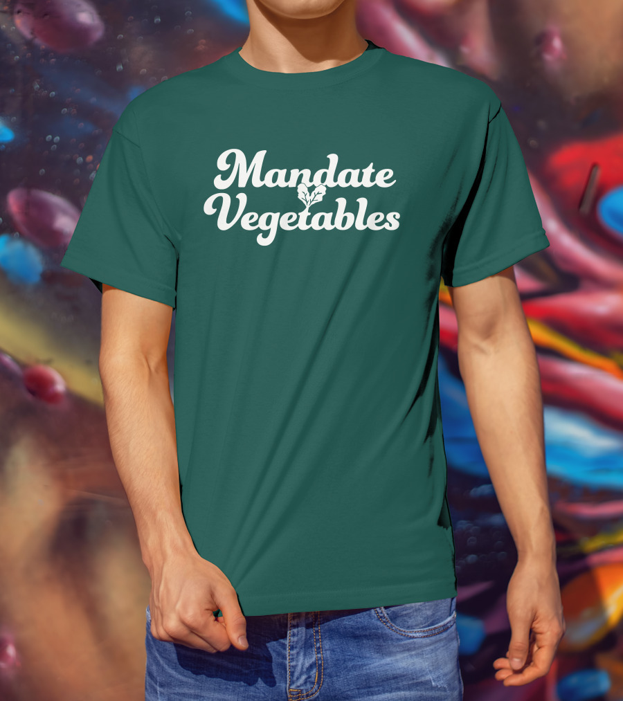 Mandate Vegetables Leafy Green Text T-Shirt
