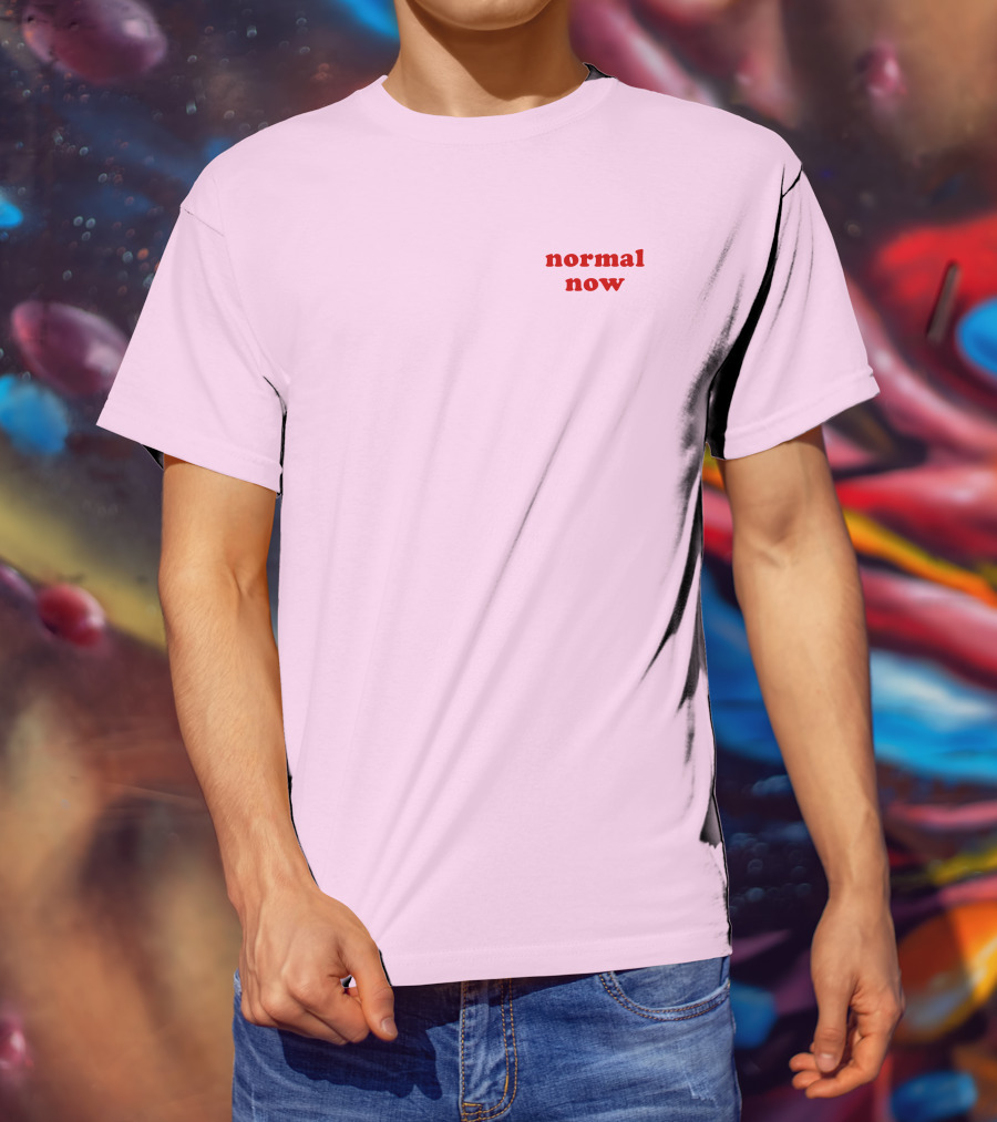Normal Now Text Red On Light Pink T-Shirt