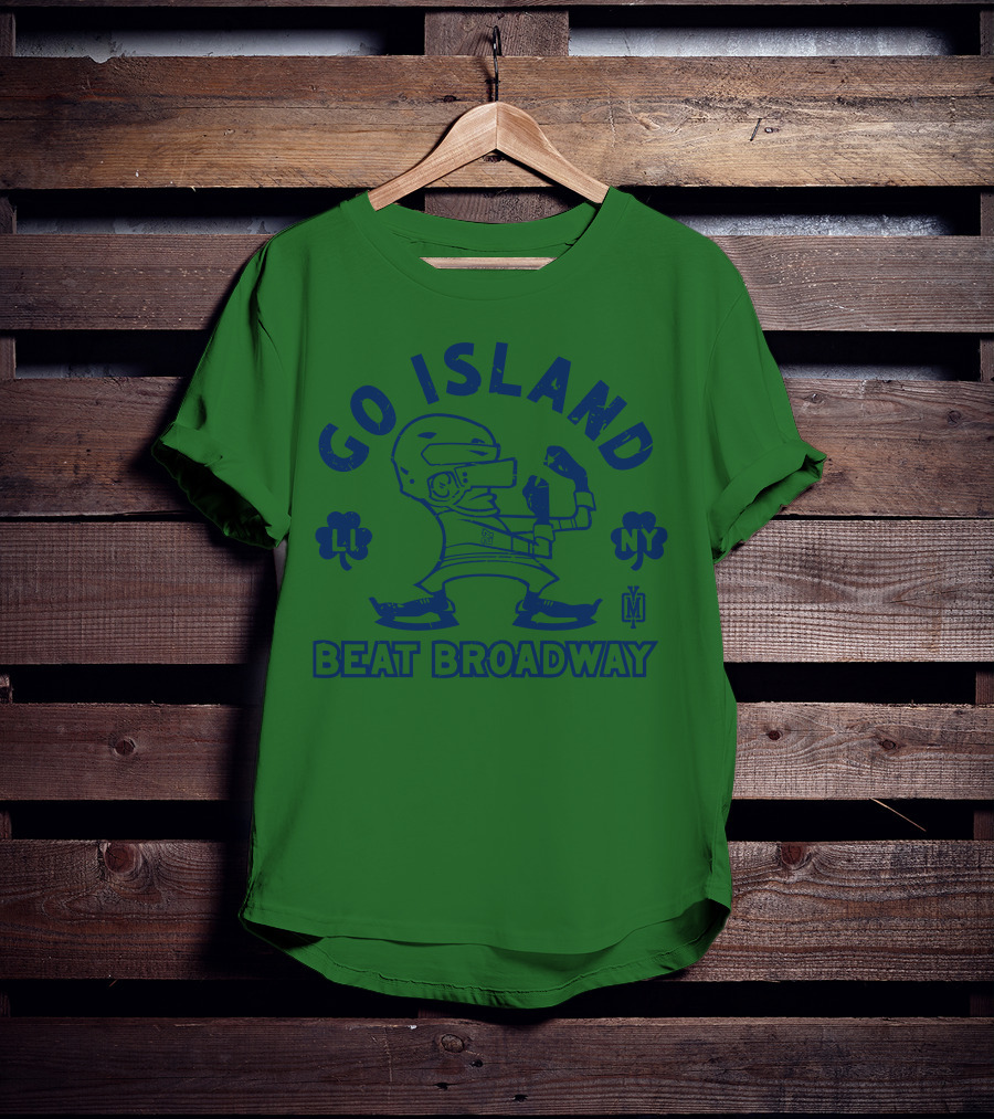 Go Island Beat Broadway NY LI Helmets Yes Men Outfitters T-Shirt