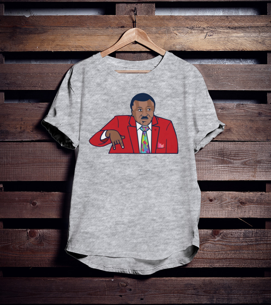 Basketball Analyst Fashion Red Suit Icon Horns Down Gesture T-Shirt
