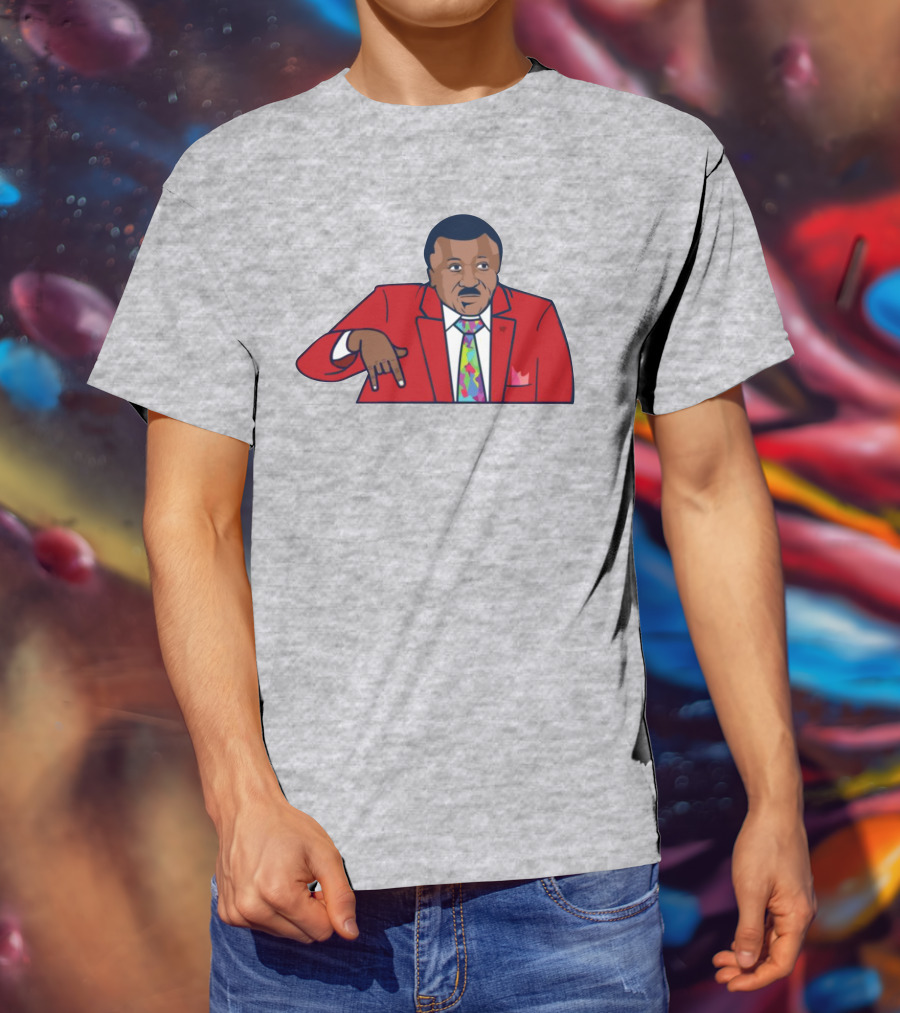 Basketball Analyst Fashion Red Suit Icon Horns Down Gesture T-Shirt