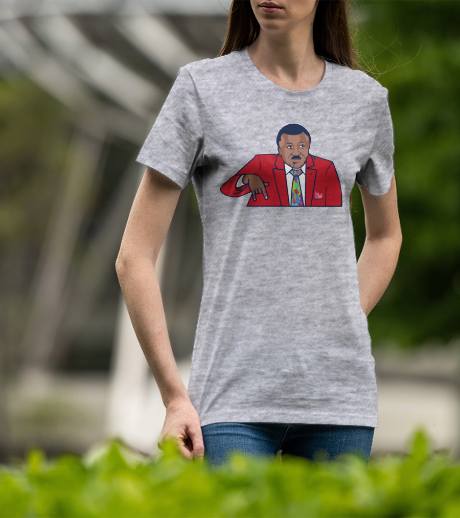 Basketball Analyst Fashion Red Suit Icon Horns Down Gesture T-Shirt