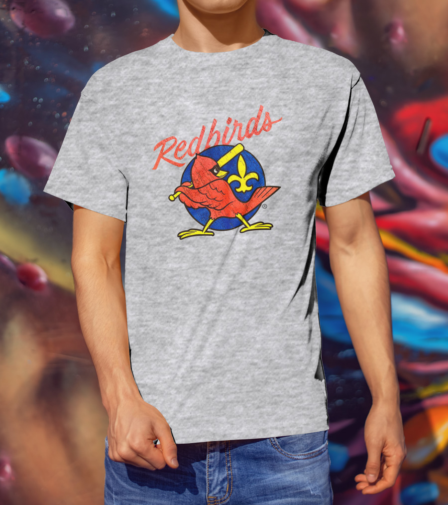 Redbirds Vintage Throwback Blue Circle Fleur-de-Lis T-Shirt