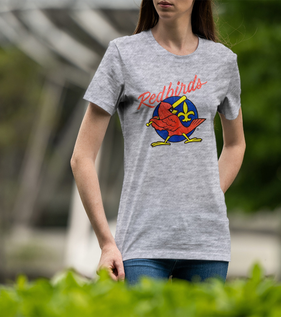 Redbirds Vintage Throwback Blue Circle Fleur-de-Lis T-Shirt