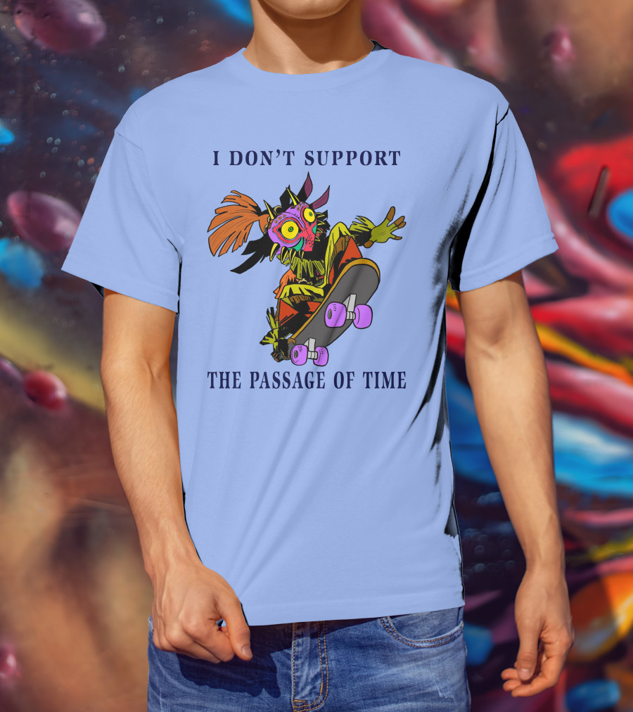 I Don't Support The Passage Of Time Skateboarding Masked Character T-Shirt