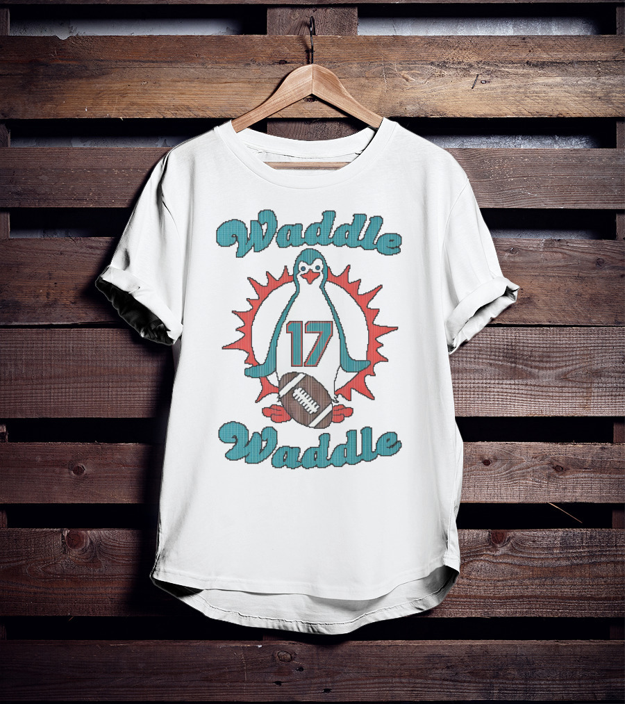 Waddle Waddle Penguin 17 Football Miami Dolphins T-Shirt