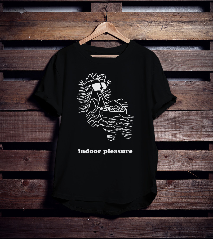 Indoor Pleasure Line Art Cartoon With Snack Bowl T-Shirt