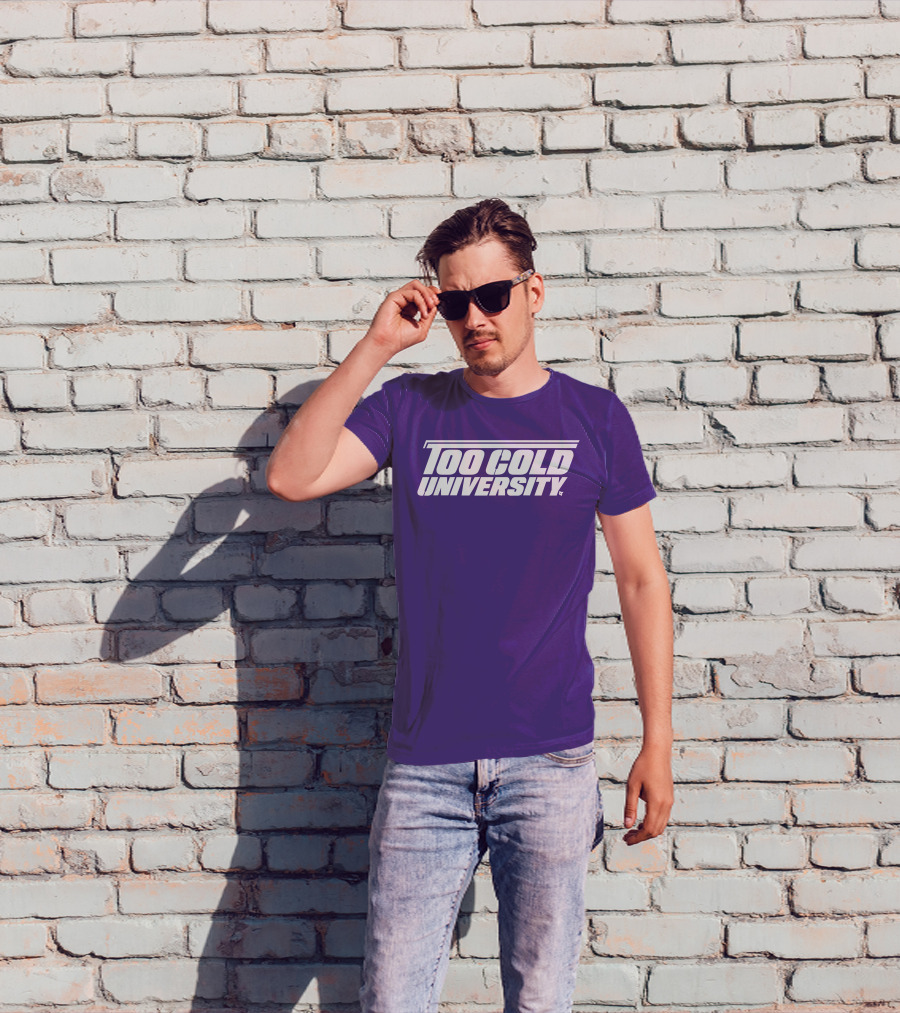 Too Cold University Vintage Style Retro Sports College T-Shirt