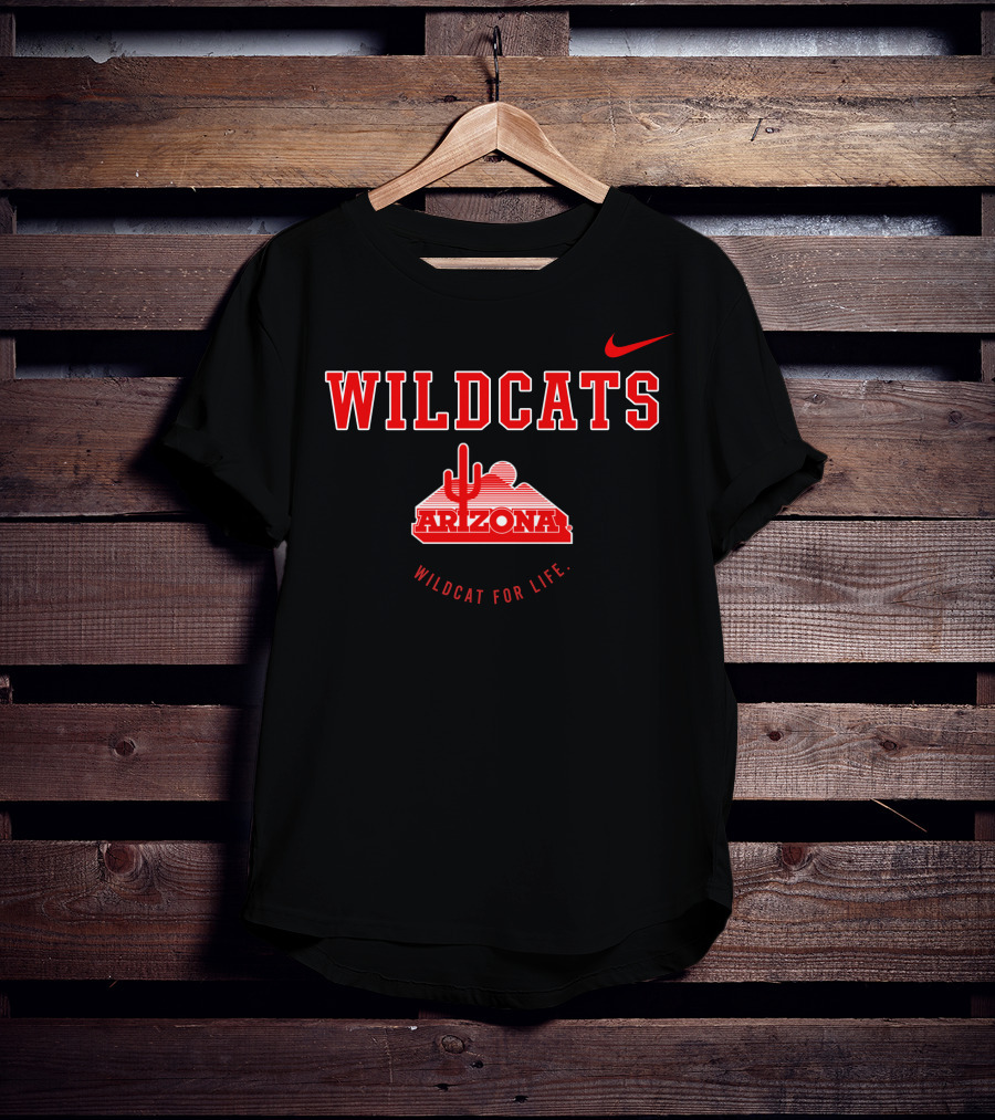 Wildcats Arizona Wildcat For Life Swoosh With Desert Cactus T-Shirt