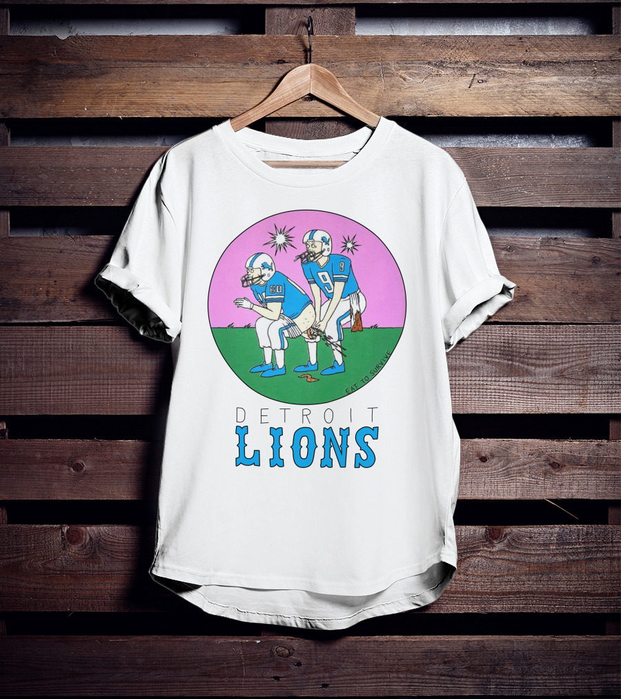 Eat To Survive Detroit Lions Football Comic Humorous T-Shirt