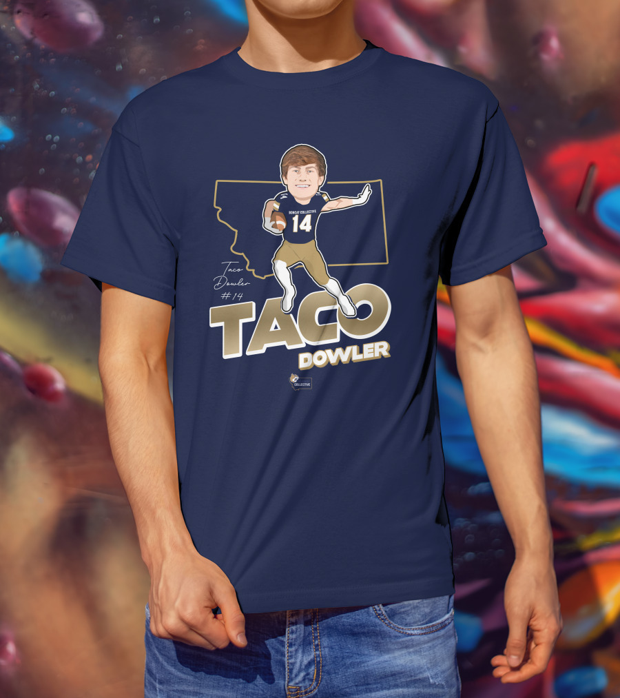 Bobcat Collective Taco Dowler #14 Montana Football T-Shirt