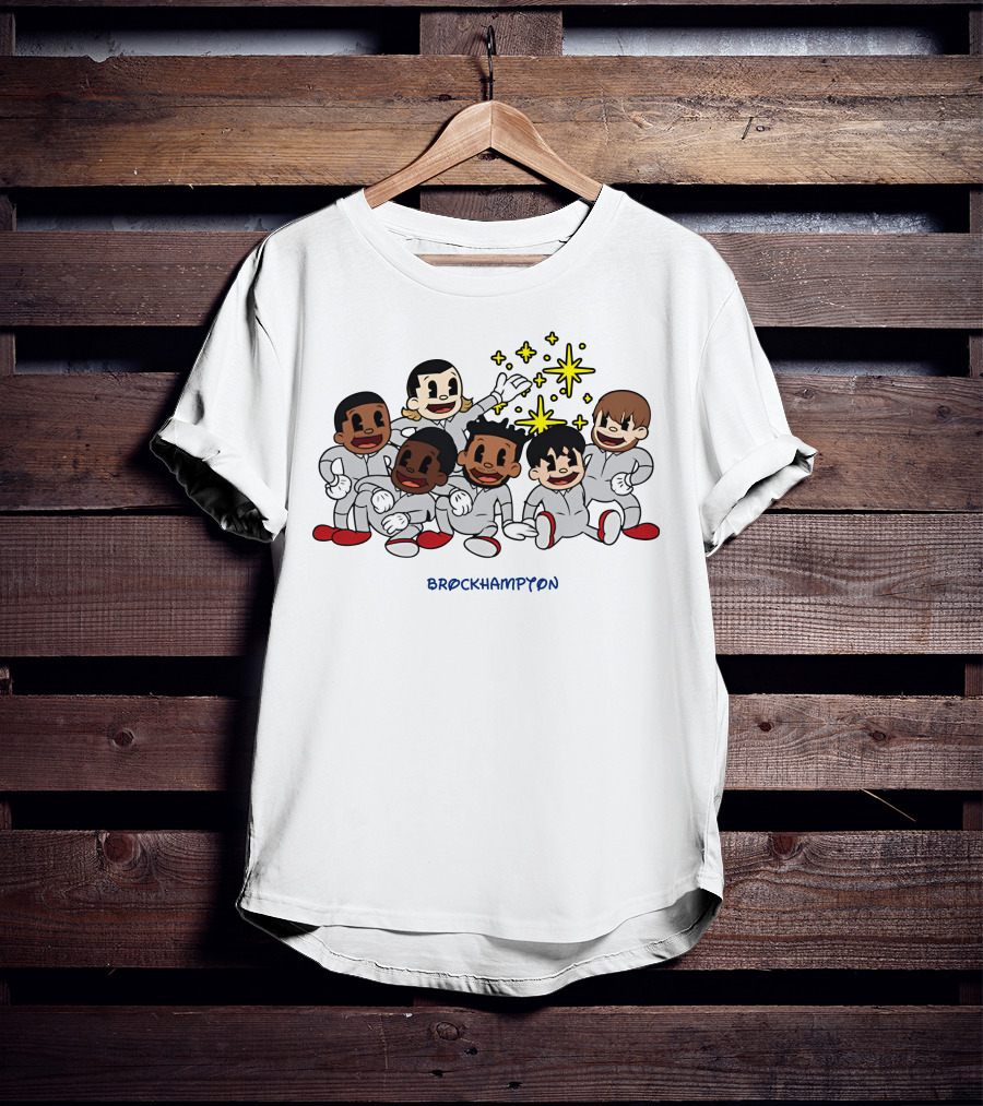 Brockhampton Cartoon Group Portrait With Stars T-Shirt