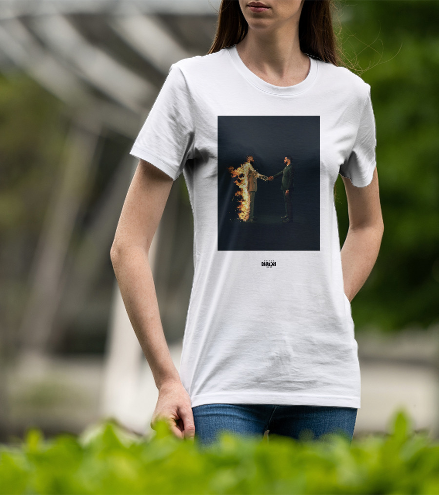 Boston Celtics 18/19 Jayson Tatum Jaylen Brown Handshake Fire T-Shirt