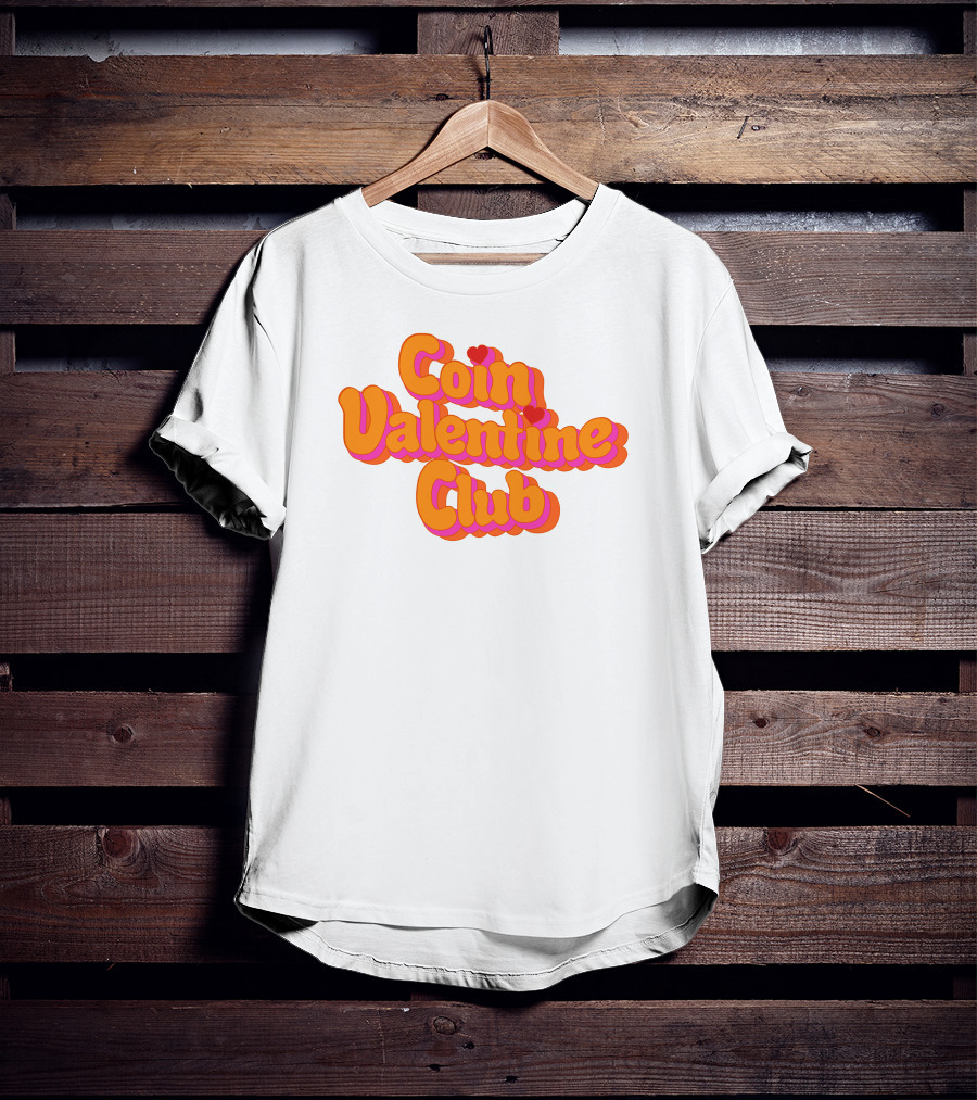 Coin Valentine Club Retro Style With Heart Accents T-Shirt