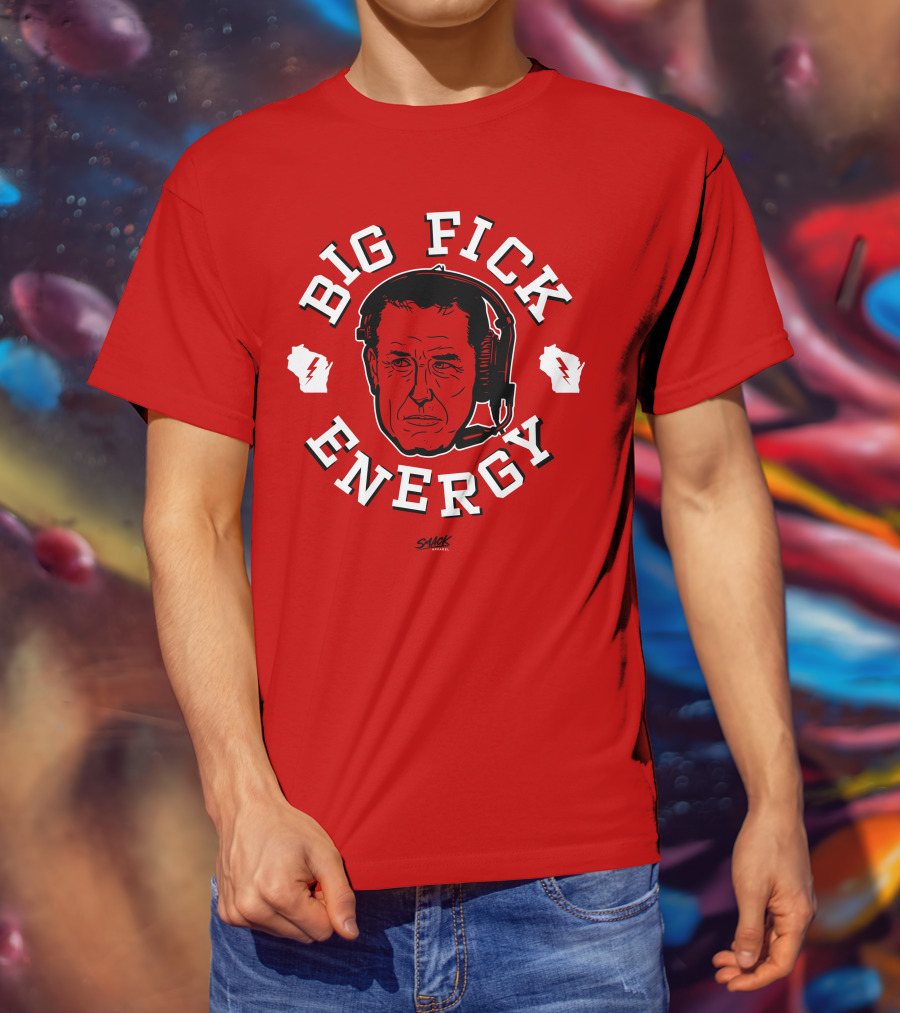 Big Fick Energy Smack Apparel Headset Illustration On Red T-Shirt