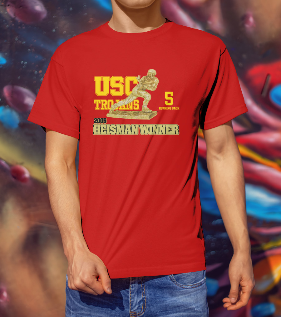USC Trojans 5 Running Back 2005 Heisman Winner Football Achievement T-Shirt