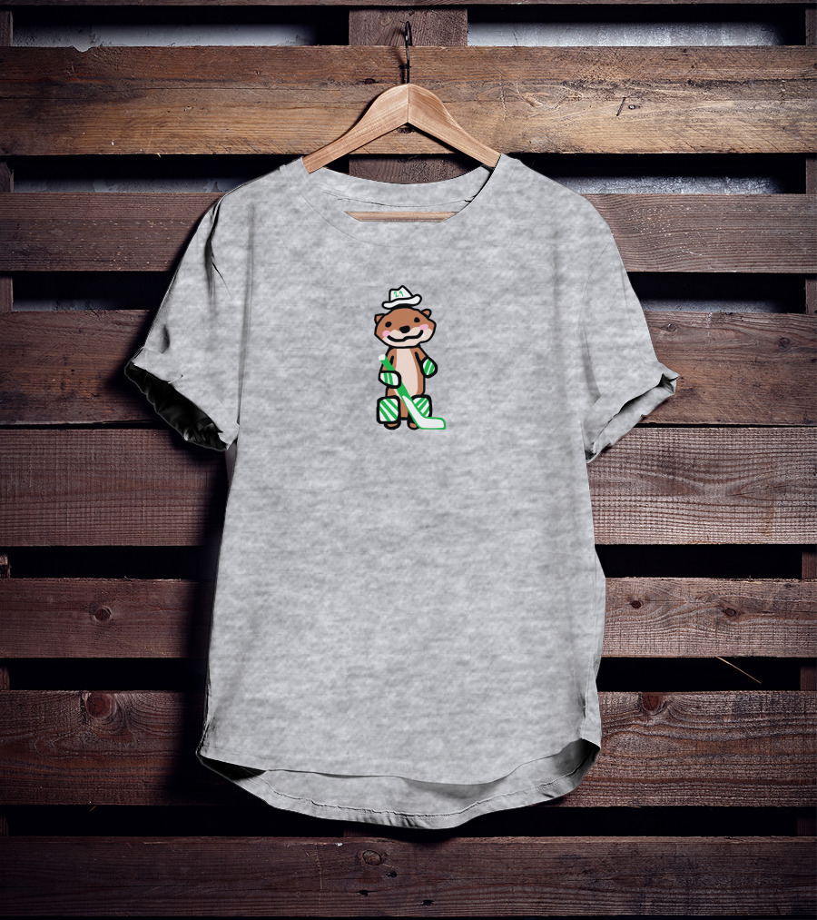 Otter Cowboy With Hockey Stick T-Shirt