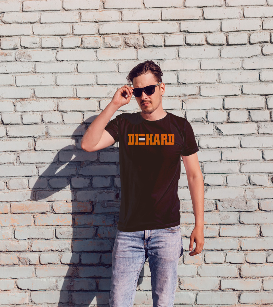 Yvette Diehard Equal Symbol Text In Bold Orange Font T-Shirt