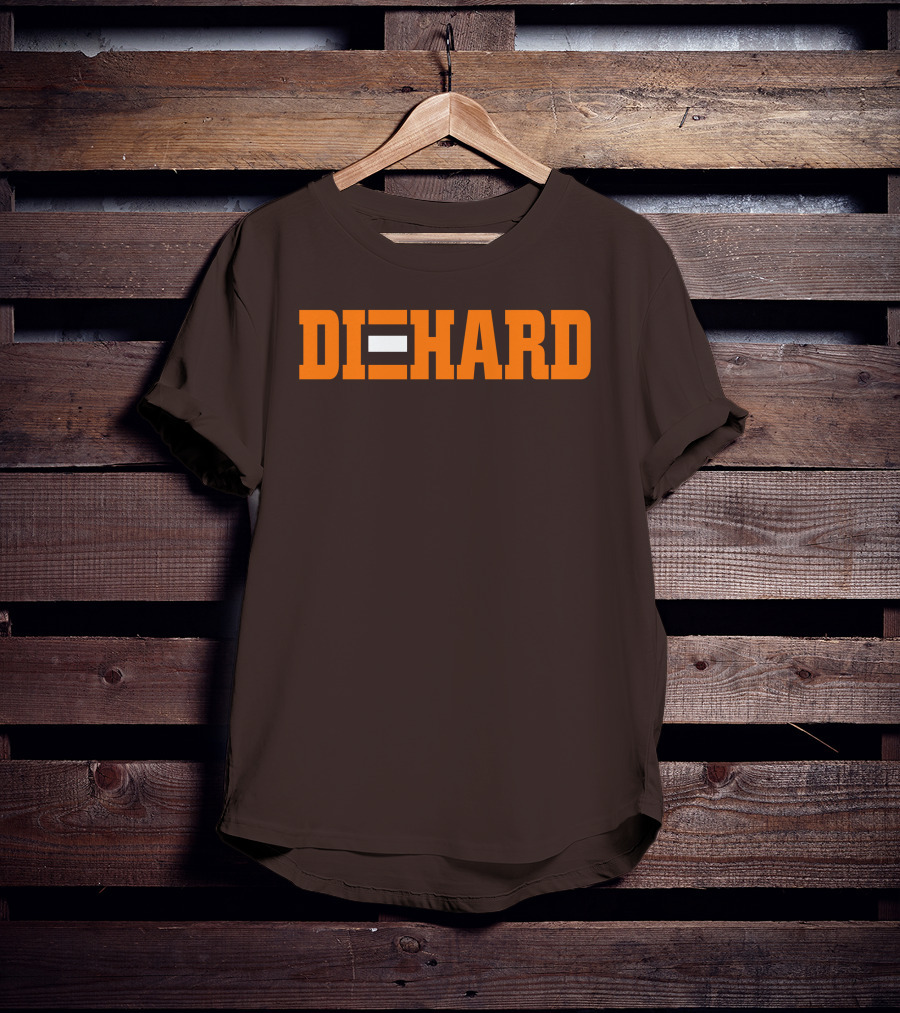 Yvette Diehard Equal Symbol Text In Bold Orange Font T-Shirt