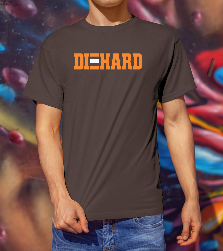 Yvette Diehard Equal Symbol Text In Bold Orange Font T-Shirt