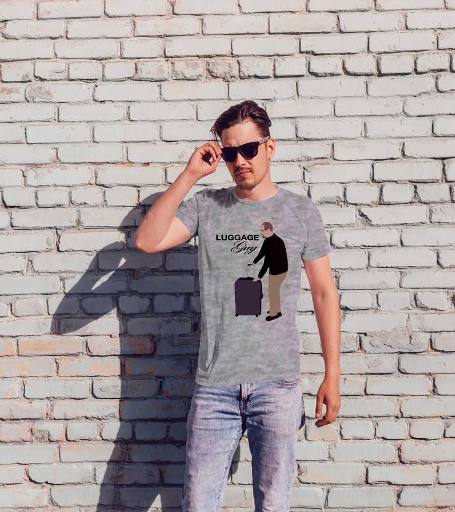 Luggage Guy Barstool Icon With Rolling Suitcase T-Shirt