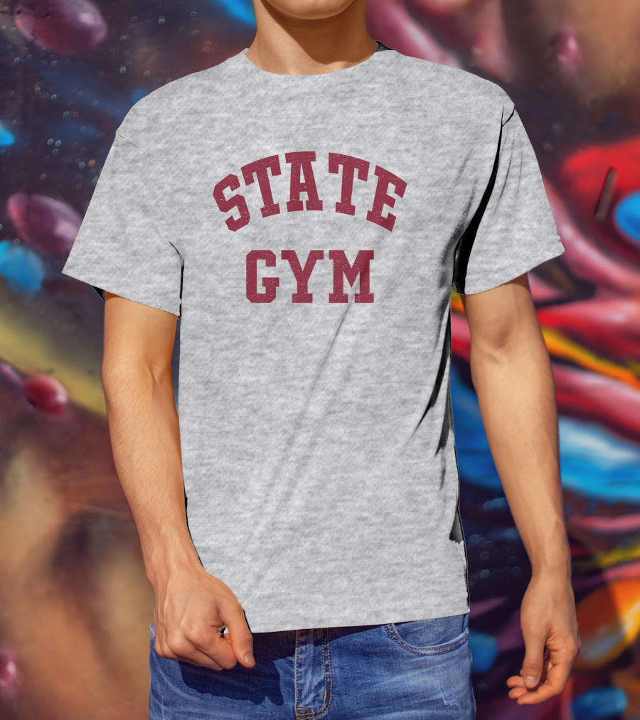 State Gym Vintage Athletic Typography T-Shirt