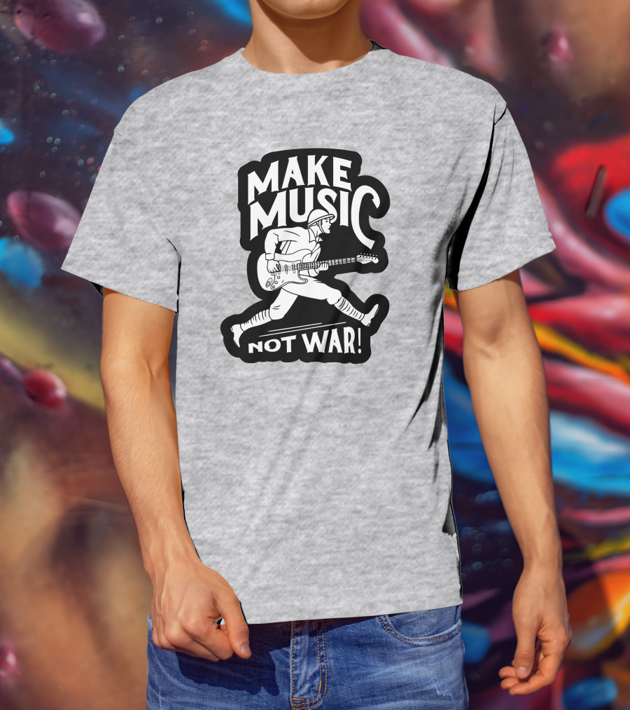 Make Music Not War Mattpinfield Vintage Soldier Guitar T-Shirt