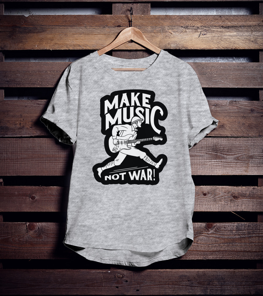 Matt Pinfield Make Music Not War Guitar Soldier Iconic Message T-Shirt