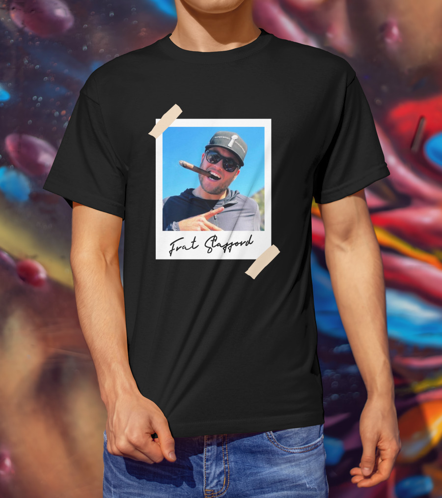 Frat Stafford Cigar Photo Wearing Hat T-Shirt