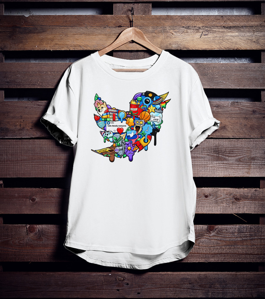 Tweetup Hello Literally Everyone Tip Jar Pop Culture Icons Mashup T-Shirt