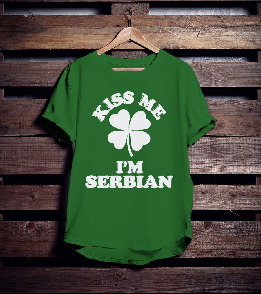 Kiss Me I’m Serbian Four-Leaf Clover St. Patrick’s Day T-Shirt