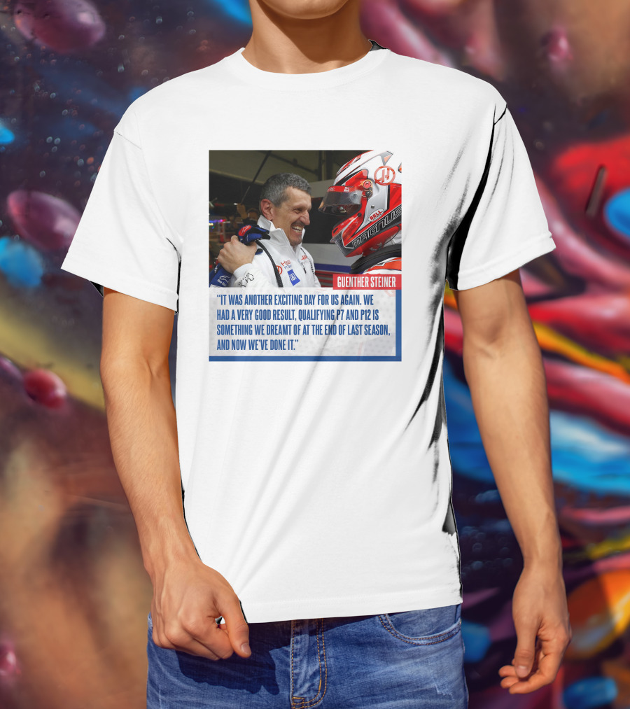 Guenther Steiner Haas F1 Bahrain GP Qualifying P7 P12 Achievement T-Shirt