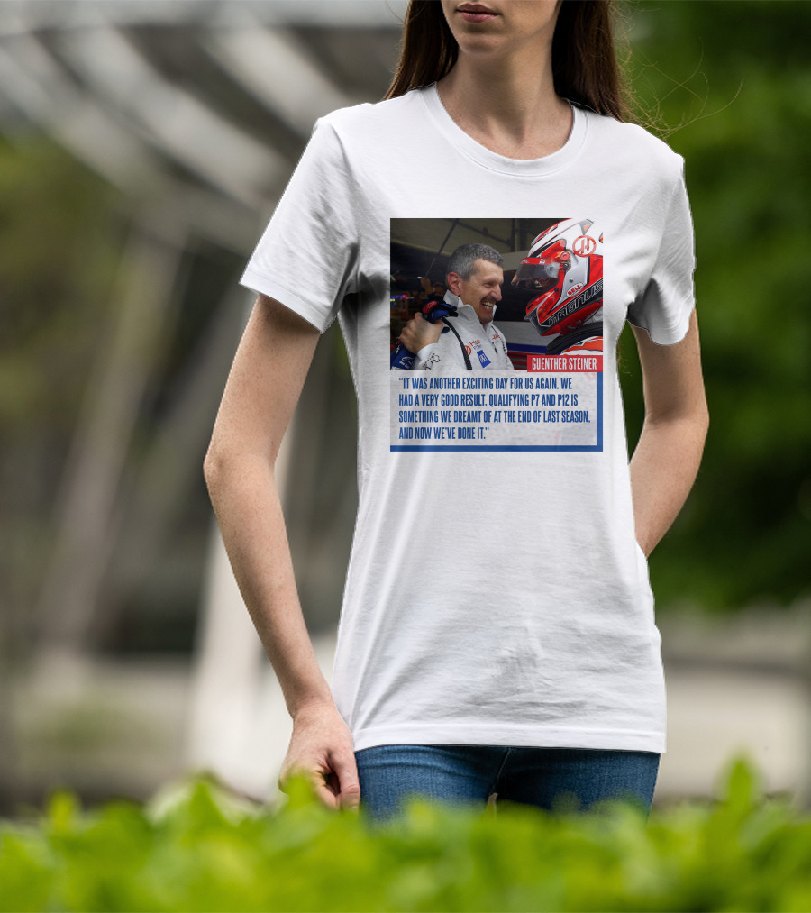 Guenther Steiner Haas F1 Bahrain GP Qualifying P7 P12 Achievement T-Shirt