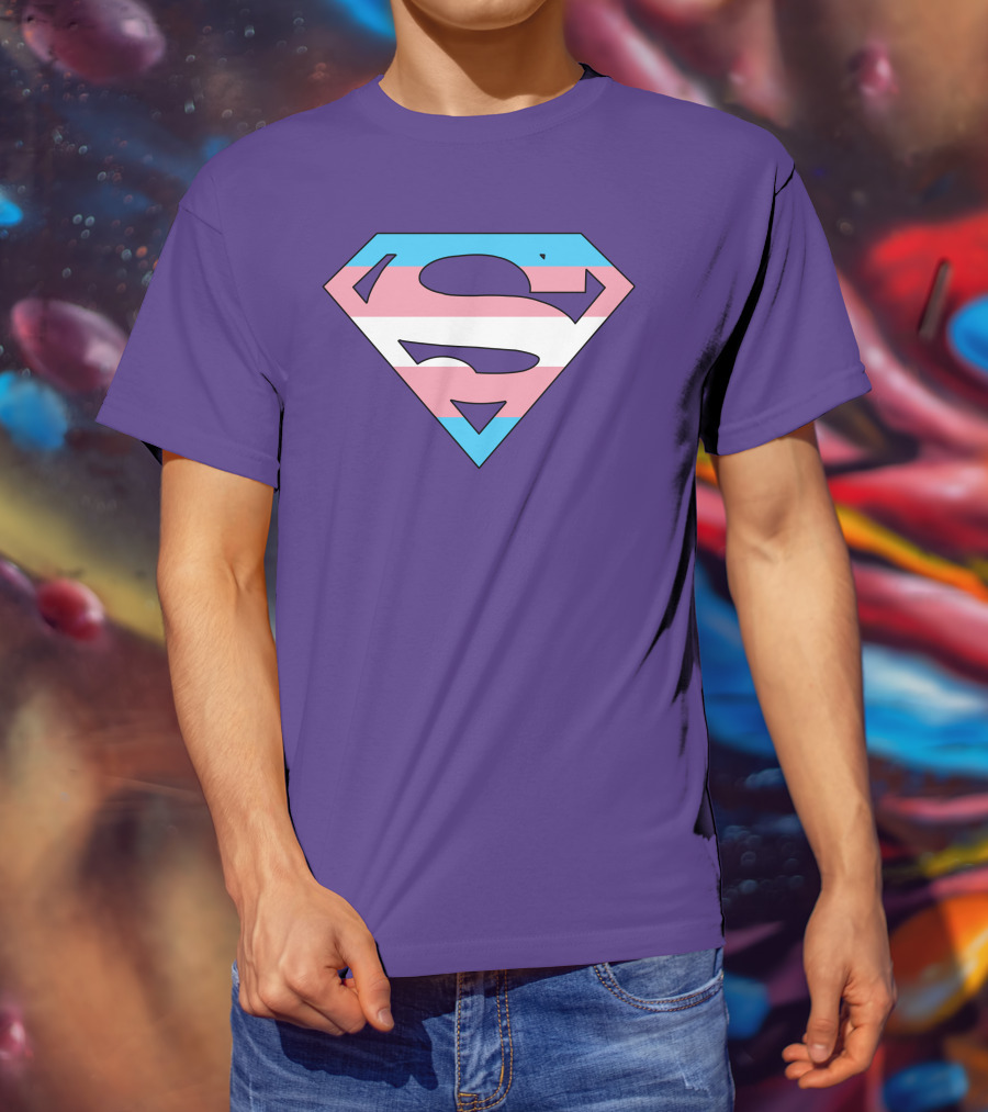 Superman Logo Trans Flag Trans Rights Are Human Rights T-Shirt