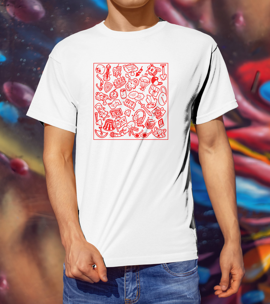 Tommyinnit Store Iconic Red Doodle Collection T-Shirt