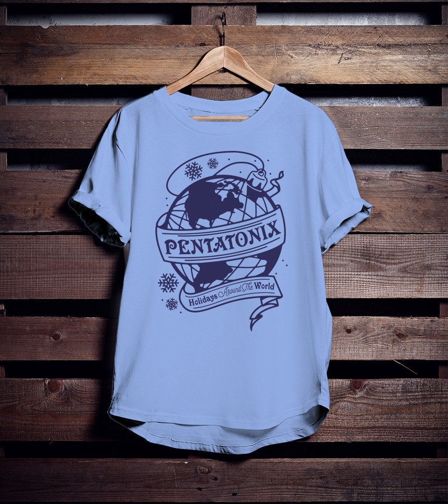 Pentatonix Holidays Around The World Globe And Snowflakes T-Shirt