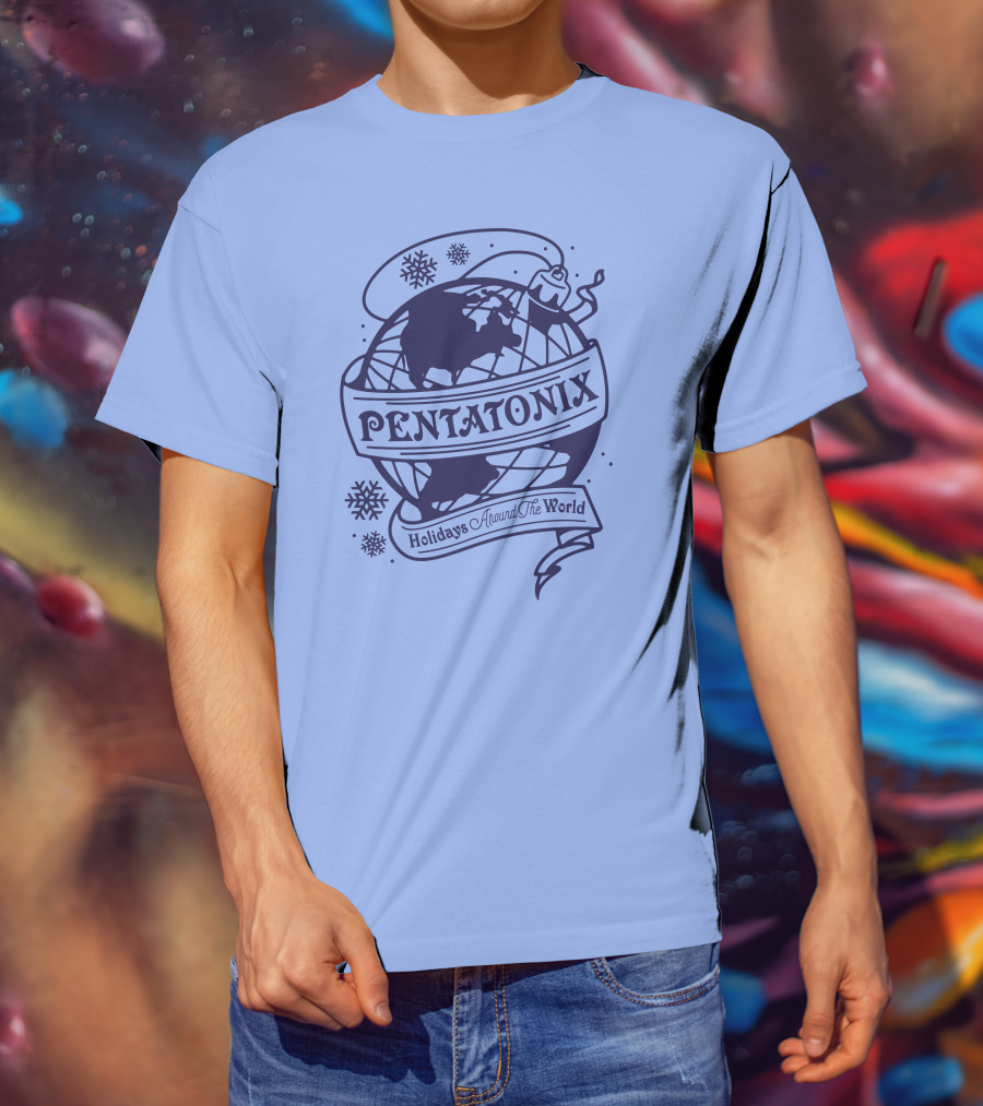 Pentatonix Holidays Around The World Globe And Snowflakes T-Shirt