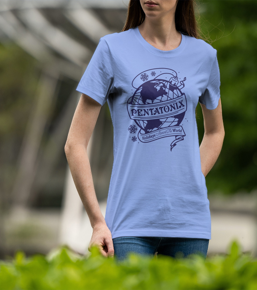Pentatonix Holidays Around The World Globe And Snowflakes T-Shirt