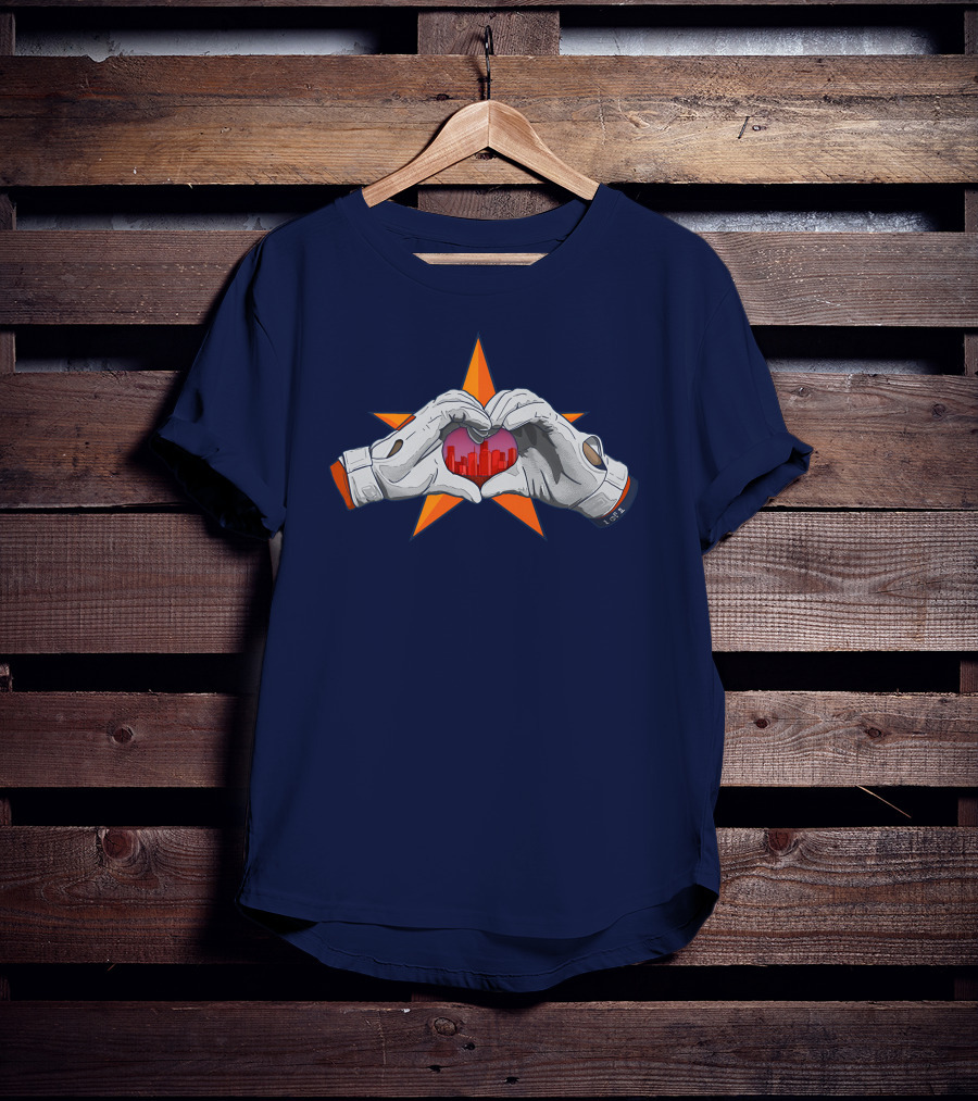 713Shirts Love Hou Astronaut Hands Heart Skyline Star Background T-Shirt
