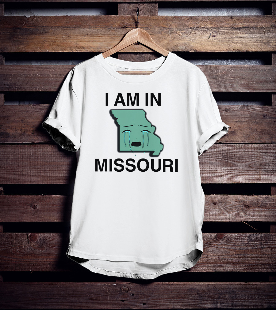 I Am In Missouri Crying State Map T-Shirt