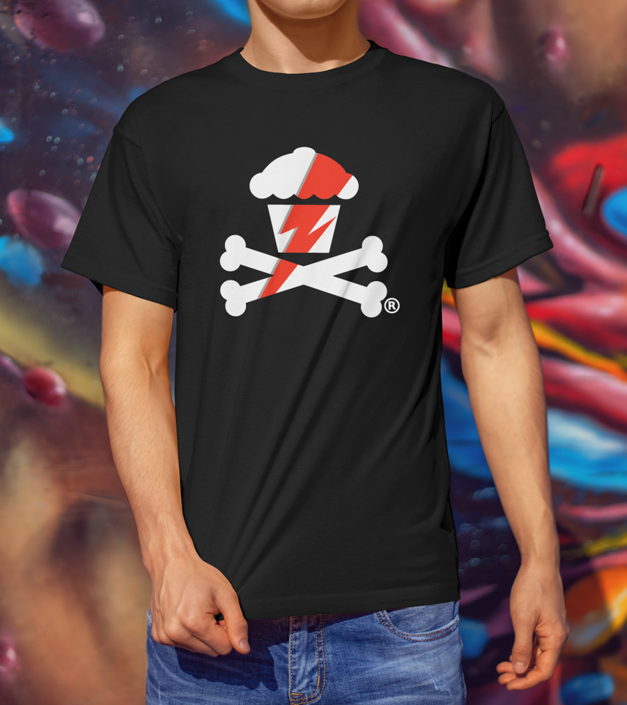 James Gunn Cupcake Crossbones Logo With Lightning Bolt T-Shirt