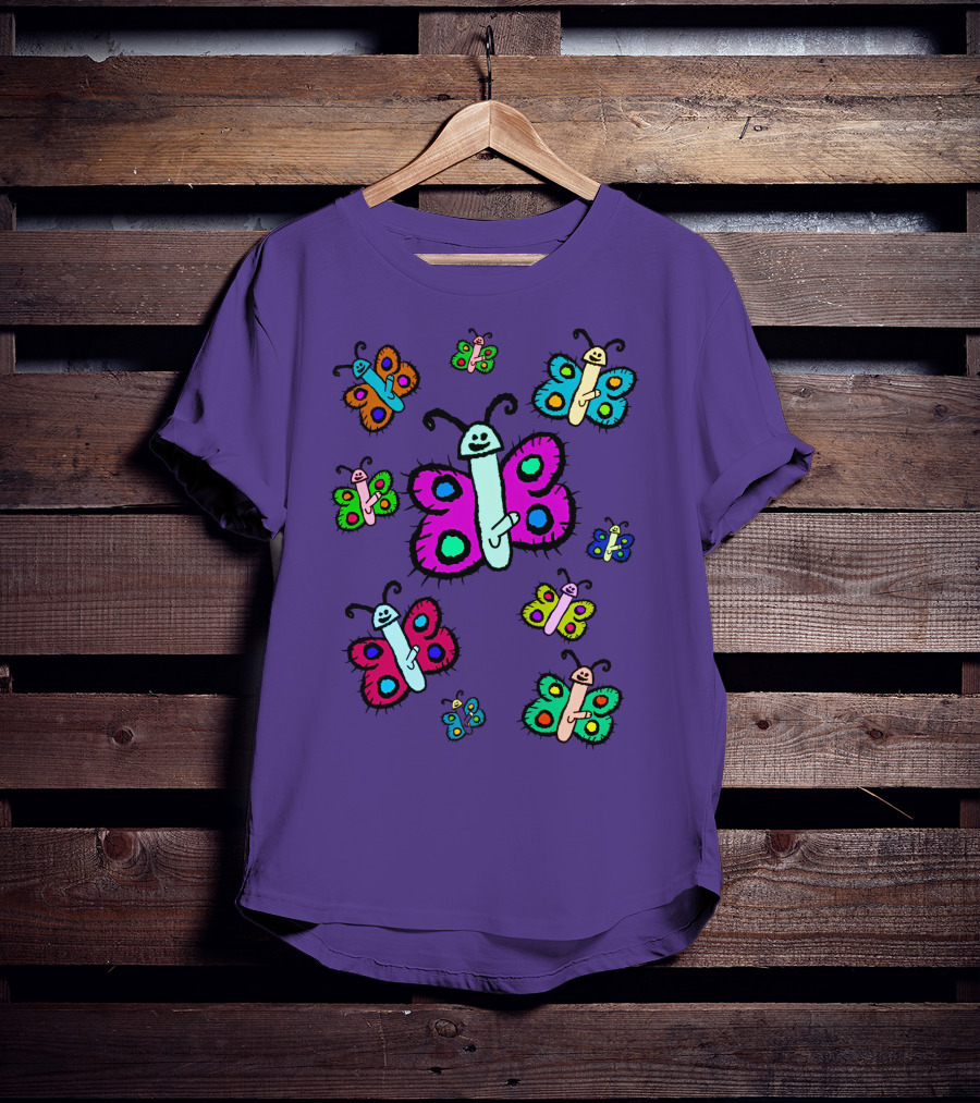 Teen Hearts Merch Wienerflys Colorful Butterfly Characters T-Shirt