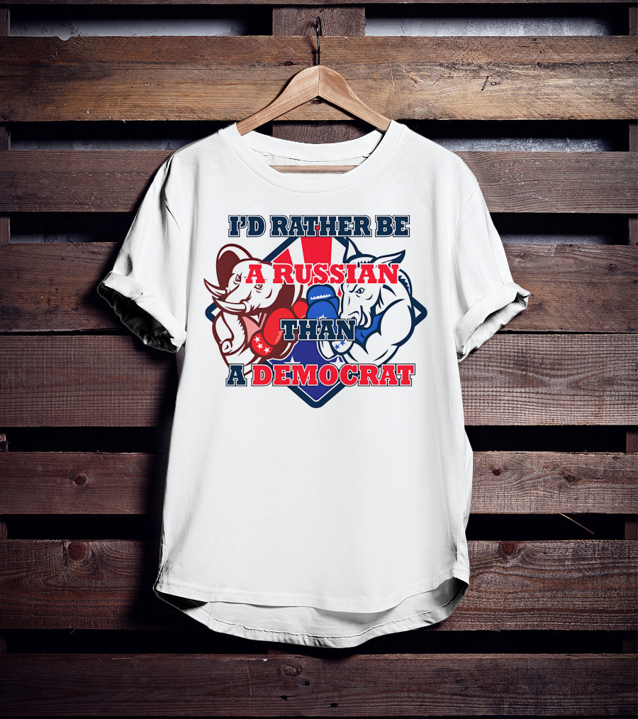 I'D Rather Be A Russian Than A Democrat Elephant And Donkey Boxing Gloves T-Shirt