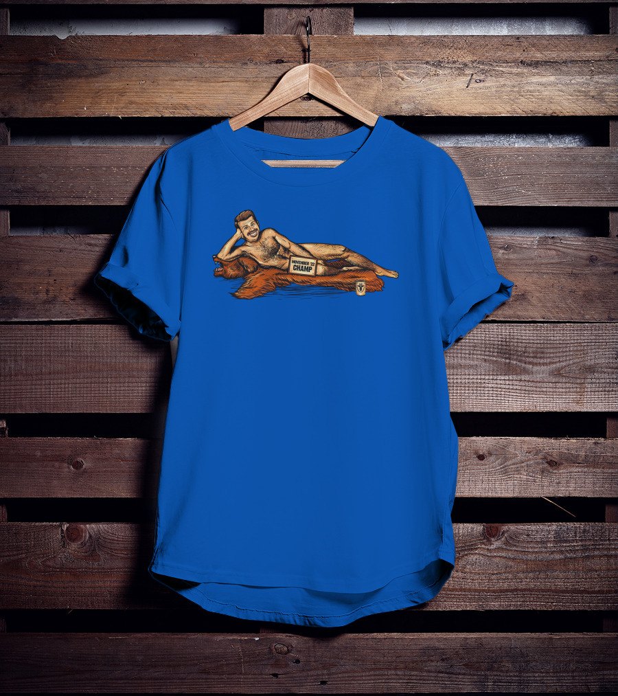 Movember 22 Champ Terroriser Reclining On Bear Rug T-Shirt