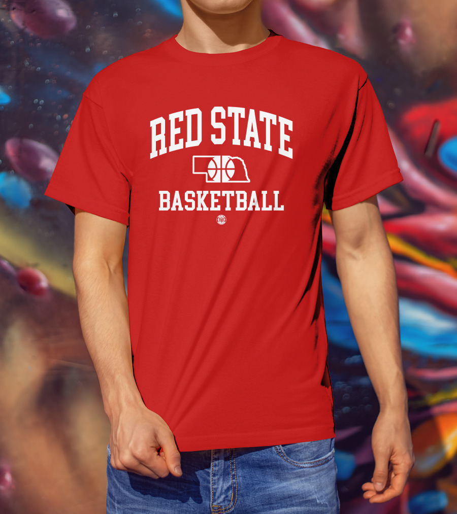 Red State Basketball Nebraska Outline Bbbprinting T-Shirt