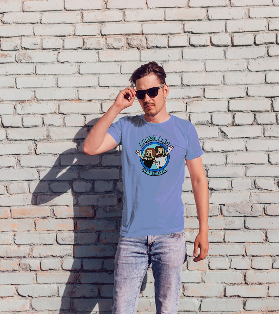 Crowdmade Aaron And Jo Commentaries Cartoon Style Blue Circle T-Shirt