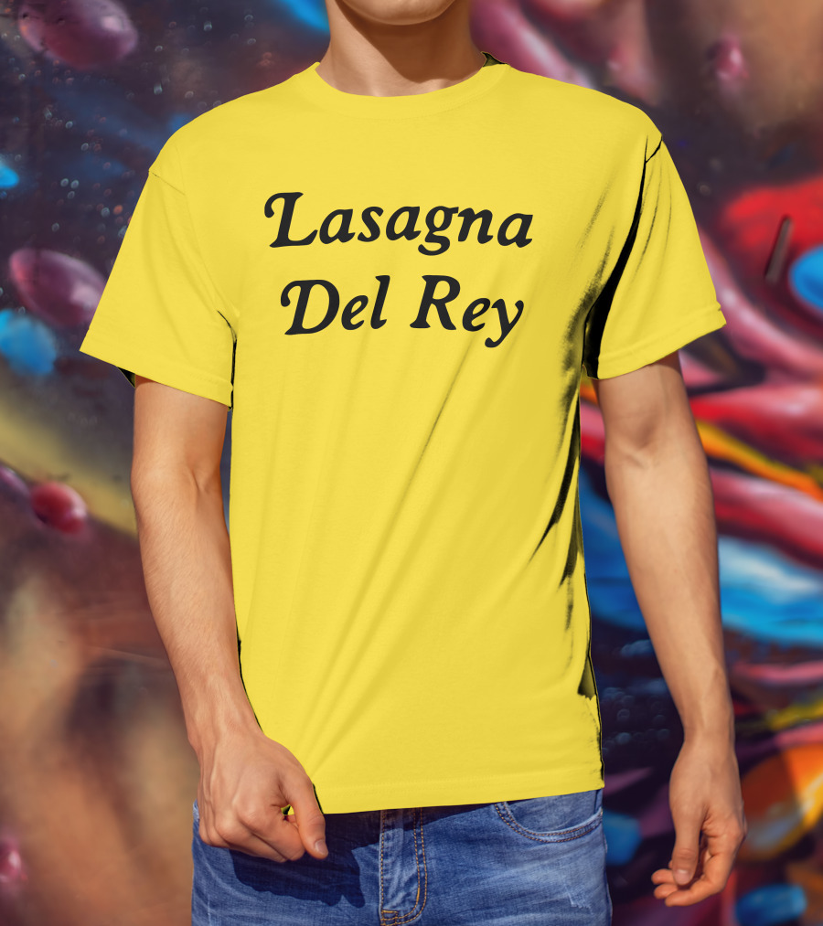 Lasagna Del Rey Yellow Block Text T-Shirt